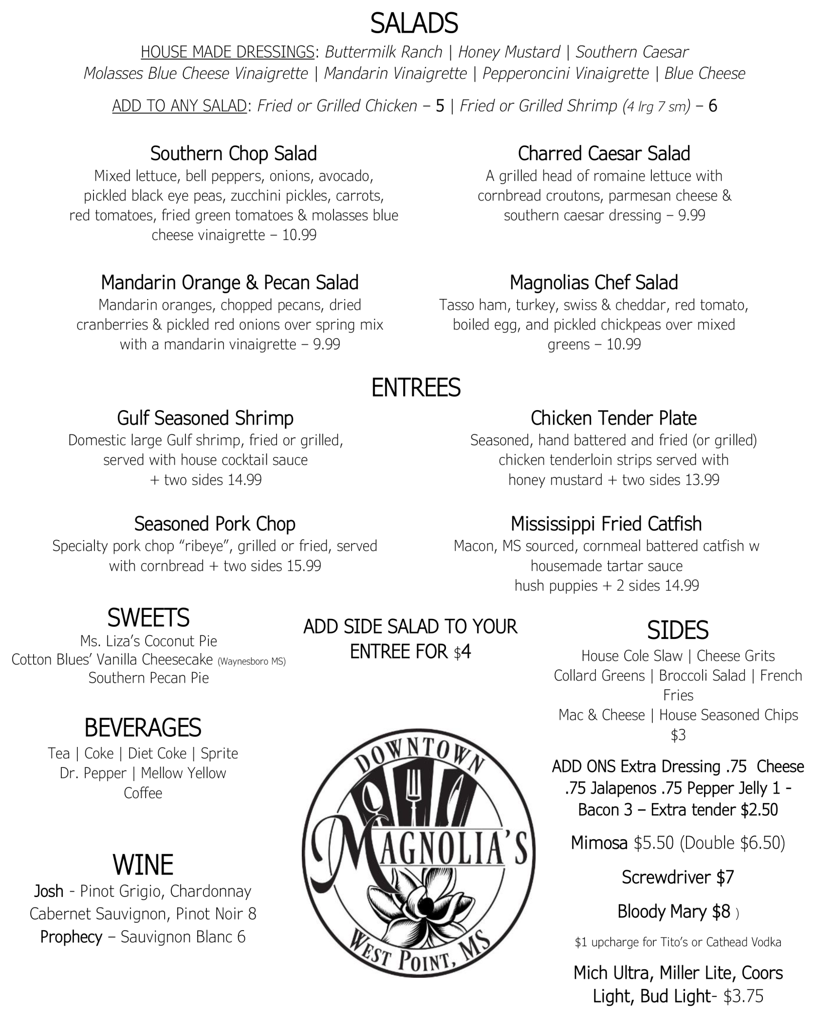 menu – Magnolia's at the Ritz